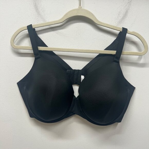 Cacique Black Full Coverage Underwire Bra 40DD Smooth Back Support Nylon Blend - Picture 7 of 10